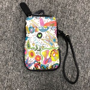 Hippie wristlet bag with graffiti design